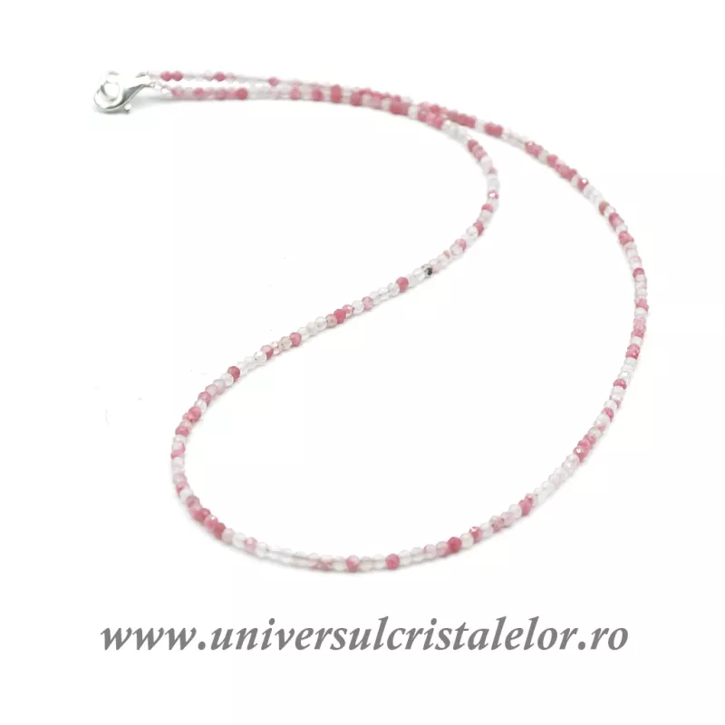Colier cuart roz rotund fatetat ( Sakura ) 2 mm