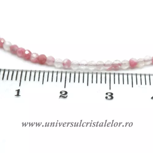 Colier cuart roz rotund fatetat ( Sakura ) 2 mm