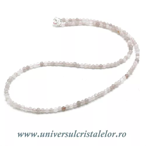 Colier cuart roz rotund fatetat - 3,7mm Colier cuart roz rotund fatetat - 3,7mm