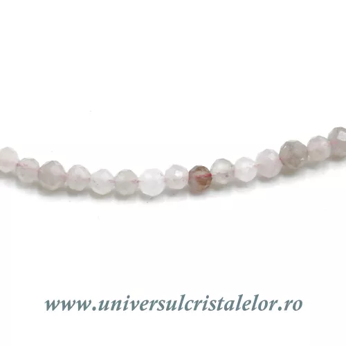 Colier cuart roz rotund fatetat - 3,7mm Colier cuart roz rotund fatetat - 3,7mm
