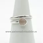 Inel cuart roz rotund reglabil