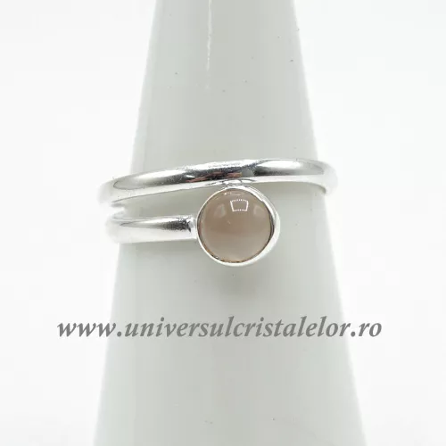 Inel cuart roz rotund reglabil