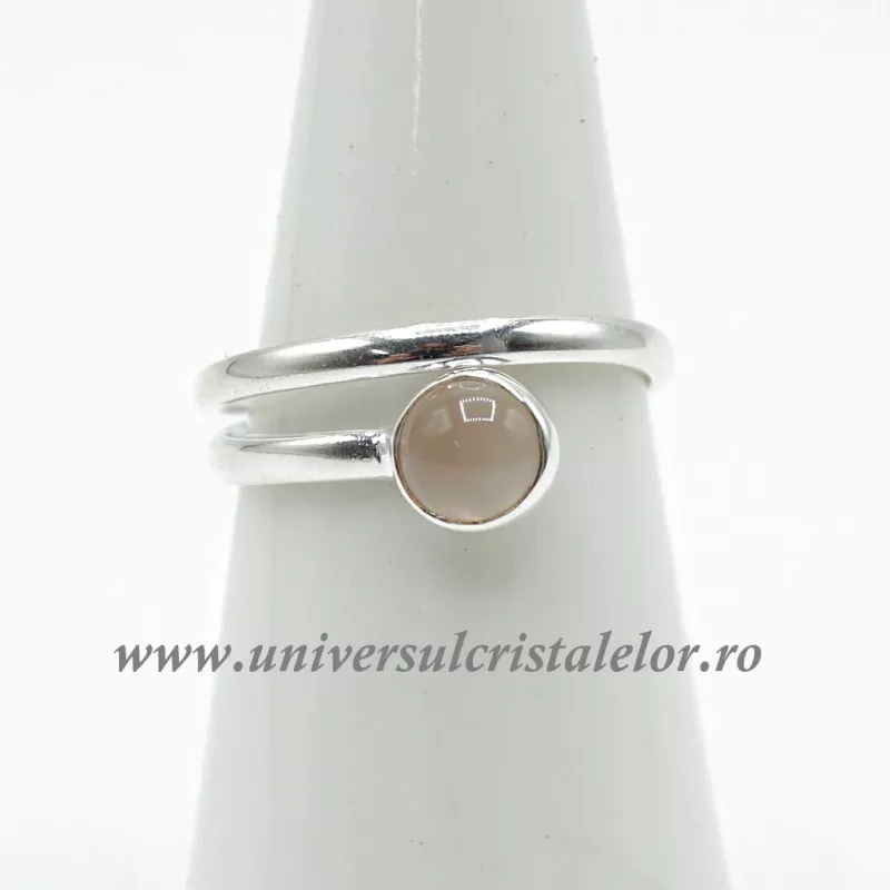 Inel cuart roz rotund reglabil