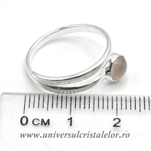 Inel cuart roz rotund reglabil