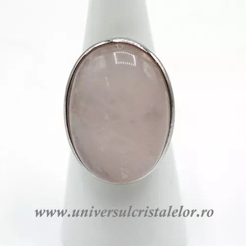 Inel cuart roz oval reglabil m5