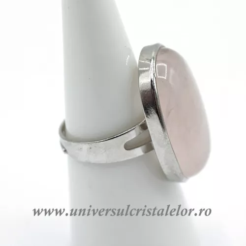 Inel cuart roz oval reglabil m5