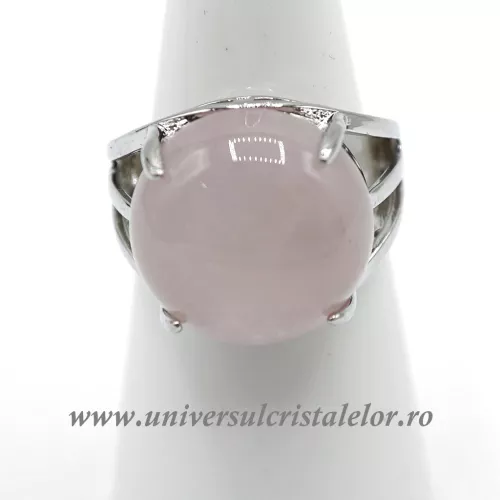 Inel cuart roz rotund reglabil m6