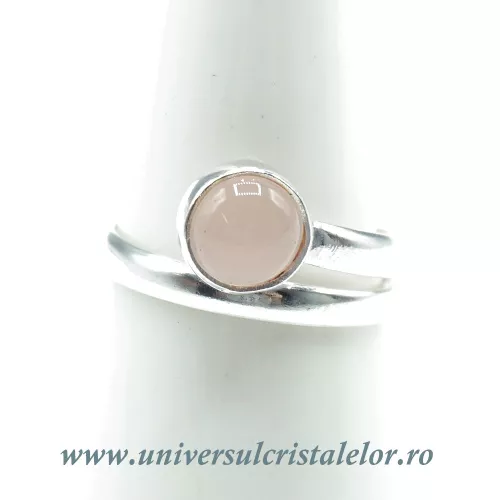 Inel cuart roz rotund reglabil
