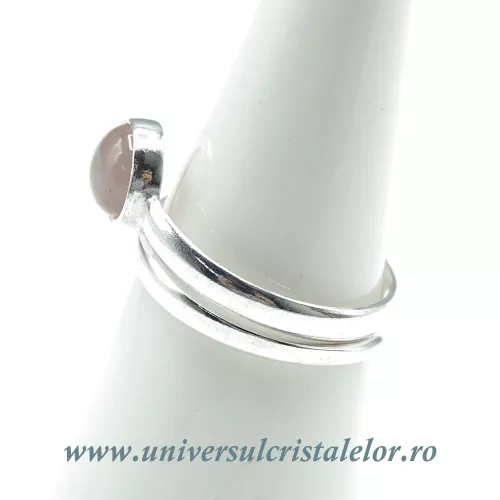 Inel cuart roz rotund reglabil