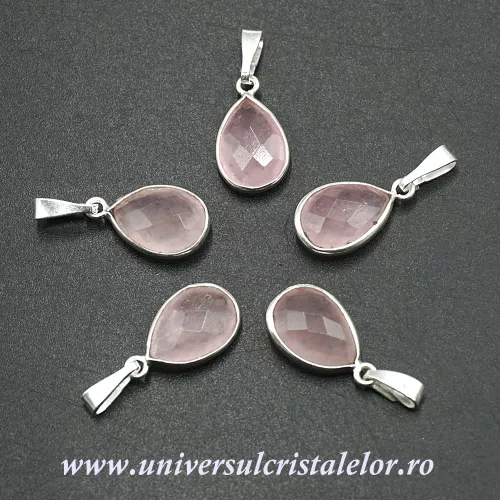 Pandantiv cuart roz lacrima fatetat - 9/13mm Pandantiv cuart roz lacrima fatetat - 9/13mm