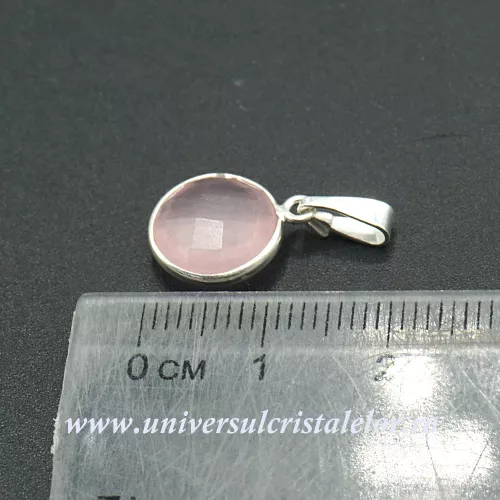 Pandantiv cuart roz rotund fatetat - 11mm Pandantiv cuart roz rotund fatetat - 11mm
