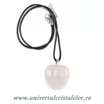 Pandantiv cuart roz inima cu snur si cutie