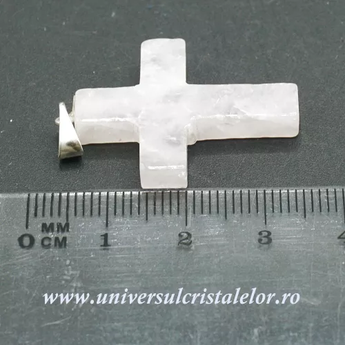Pandantiv cuart roz cruciulita
