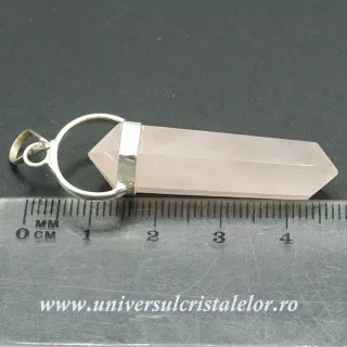 Pandantiv cuart roz dublu varf