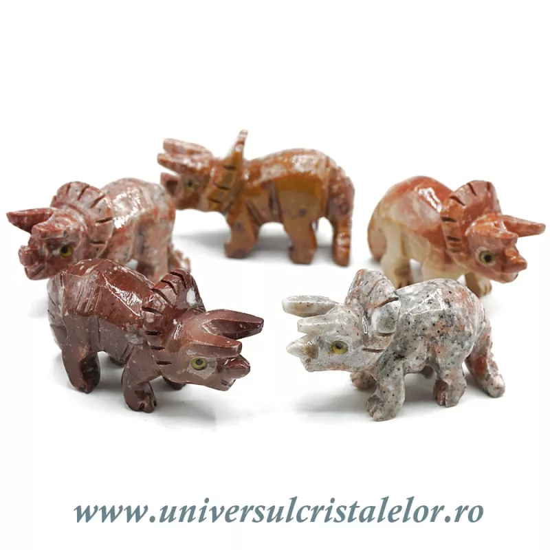 Figurina steatit dinozaur Triceratops Figurina steatit dinozaur Triceratops