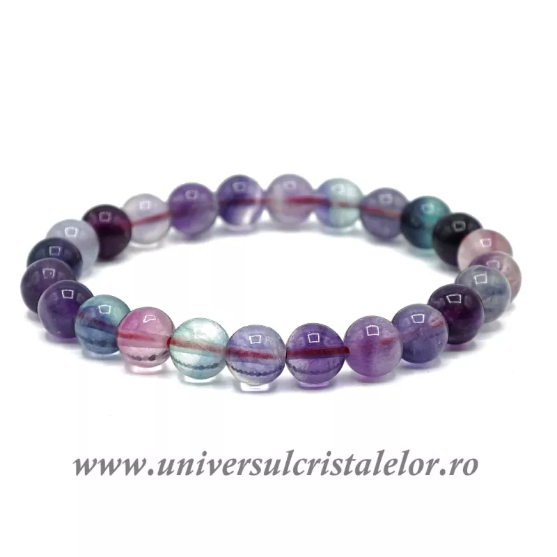 Bratara fluorina multicolora rotund - 8 mm Bratara fluorina multicolora rotund - 8 mm