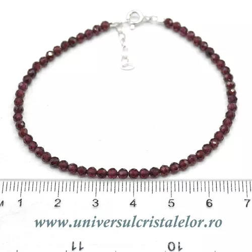 Bratara granat rotund fatetat -3 mm Bratara granat rotund fatetat -3 mm