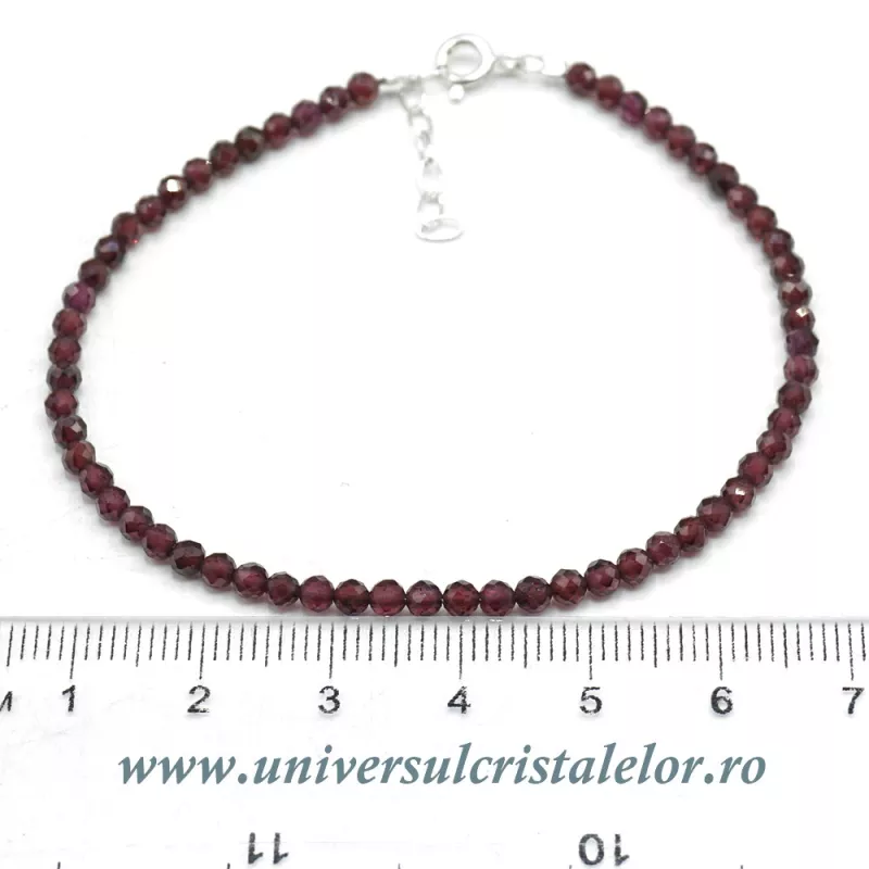 Bratara granat rotund fatetat -3 mm Bratara granat rotund fatetat -3 mm