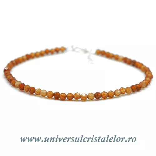 Bratara granat hessonit rotund fatetat - 3 mm Bratara granat hessonit rotund fatetat - 3 mm