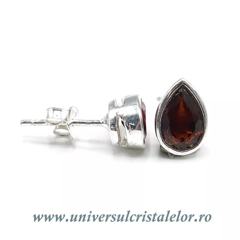Cercei granat fatetat rotund Cercei granat fatetat rotund