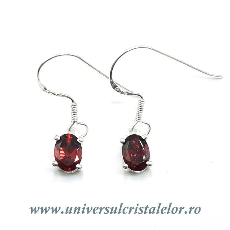 Cercei granat oval fatetat - 5,5/7mm Cercei granat oval fatetat - 5,5/7mm