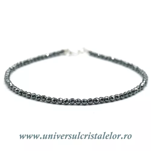Bratara hematit fatetat rotund - 2,3 mm Bratara hematit fatetat rotund - 2,3 mm