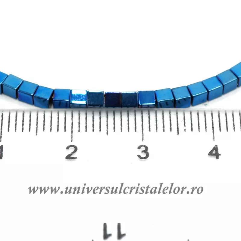 Bratara hematit albastru cub fatetat - 2,3 mm