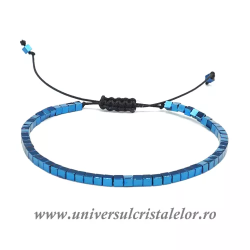 Bratara hematit albastru cub 2.5 mm Bratara hematit albastru cub 2.5 mm