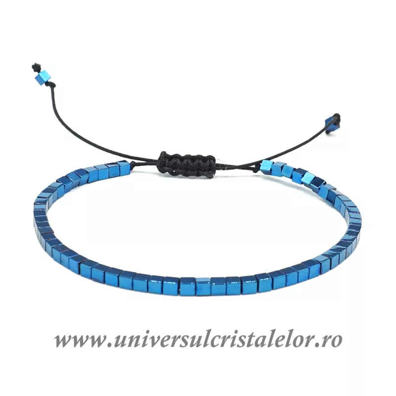 Bratara hematit albastru cub 2.5 mm Bratara hematit albastru cub 2.5 mm