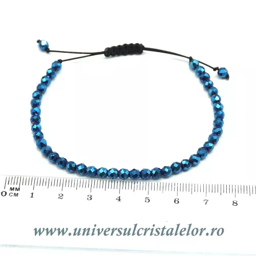 Bratara hematit albastru rotund fatetat Bratara hematit albastru rotund fatetat