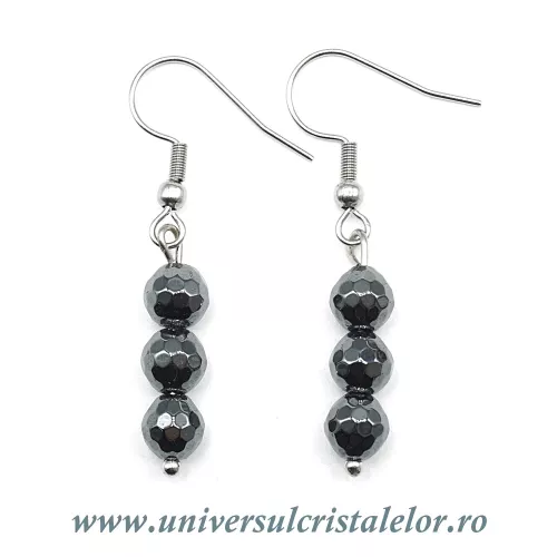 Cercei hematit rotund fatetat- 6 mm Cercei hematit rotund fatetat- 6 mm