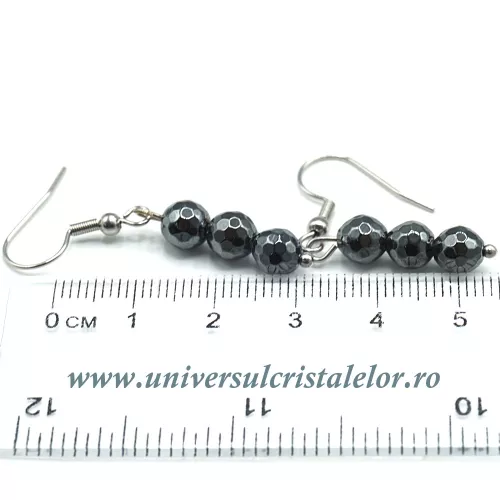 Cercei hematit rotund fatetat- 6 mm Cercei hematit rotund fatetat- 6 mm