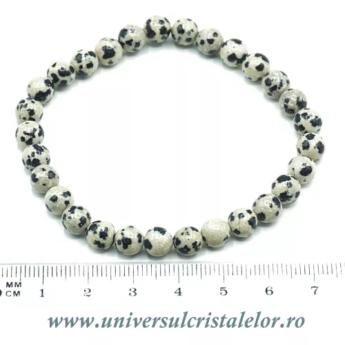 Bratara jasp dalmatian rotund - 6 mm Bratara jasp dalmatian rotund - 6 mm