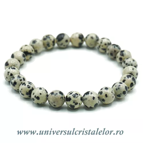 Bratara jasp dalmatian rotund - 8 mm Bratara jasp dalmatian rotund - 8 mm