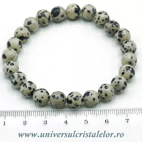 Bratara jasp dalmatian rotund - 8 mm Bratara jasp dalmatian rotund - 8 mm