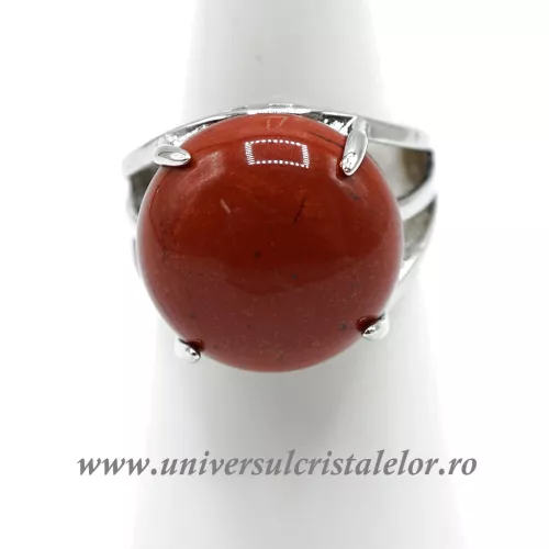 Inel jasp rosu rotund reglabil m6