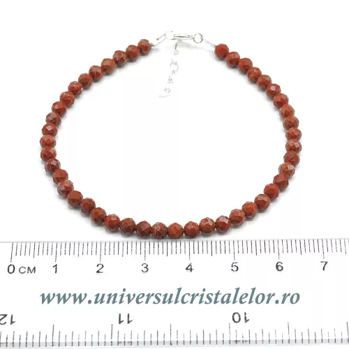 Bratara jasp rosu rotund fatetat - 4 mm Bratara jasp rosu rotund fatetat - 4 mm