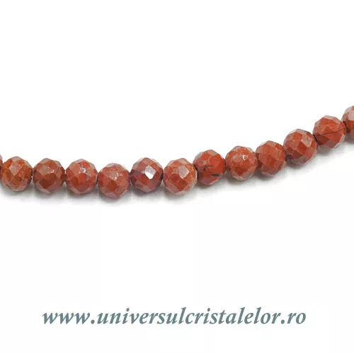 Colier jasp rosu rotund fatetat - 4 mm Colier jasp rosu rotund fatetat - 4 mm