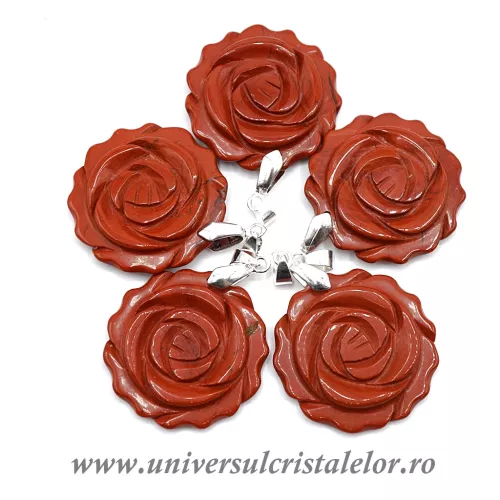 Pandantiv jasp rosu floare