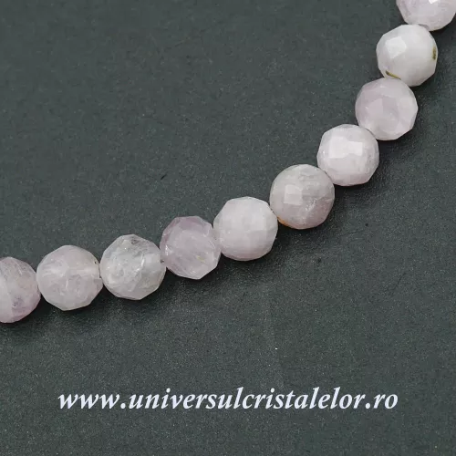 Bratara kunzit rotund fatetat - 5 mm