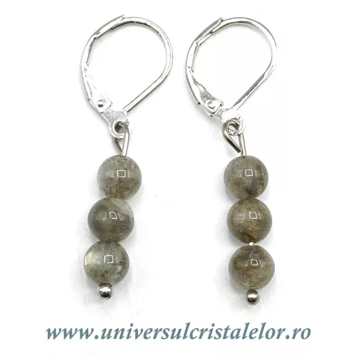 Cercei labradorit rotund - 5 mm  Cercei labradorit rotund - 5 mm
