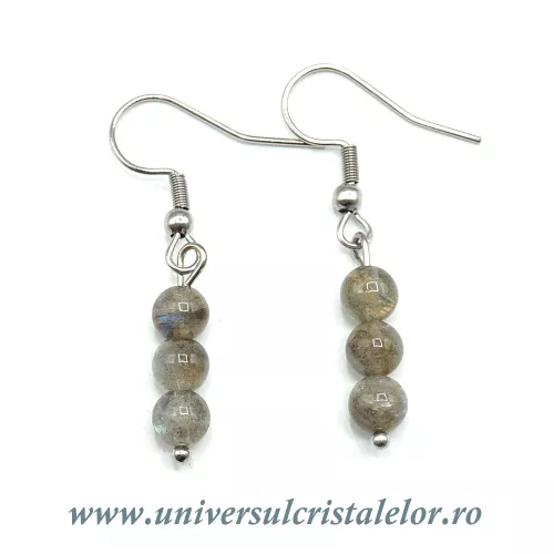 Cercei labradorit rotund - 5 mm  Cercei labradorit rotund - 5 mm