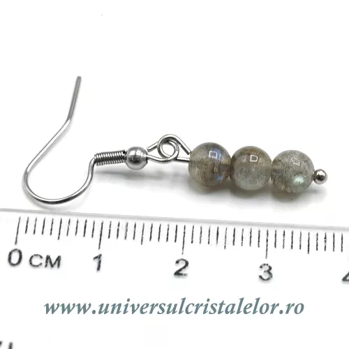 Cercei labradorit rotund - 5 mm  Cercei labradorit rotund - 5 mm