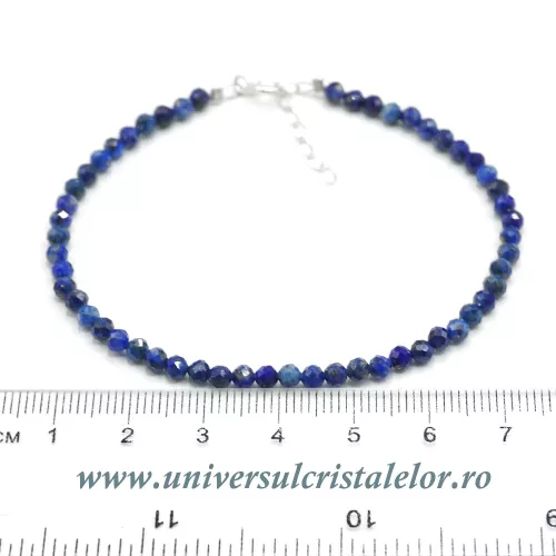 Bratara lapis lazuli rotund fatetat - 3,4mm Bratara lapis lazuli rotund fatetat - 3,4mm