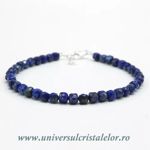 Bratara lapis lazuli cub fatetat - 4,3mm Bratara lapis lazuli cub fatetat - 4,3mm