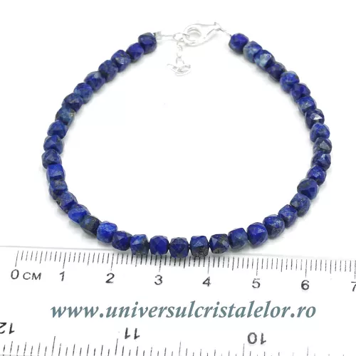 Bratara lapis lazuli cub fatetat - 4,3mm Bratara lapis lazuli cub fatetat - 4,3mm