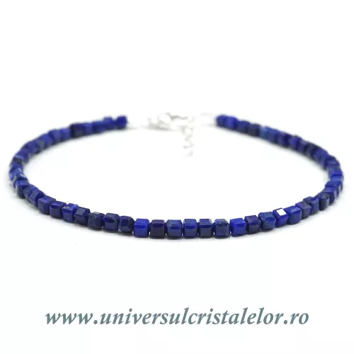 Bratara lapis lazuli cub fatetat - 3mm Bratara lapis lazuli cub fatetat - 3mm
