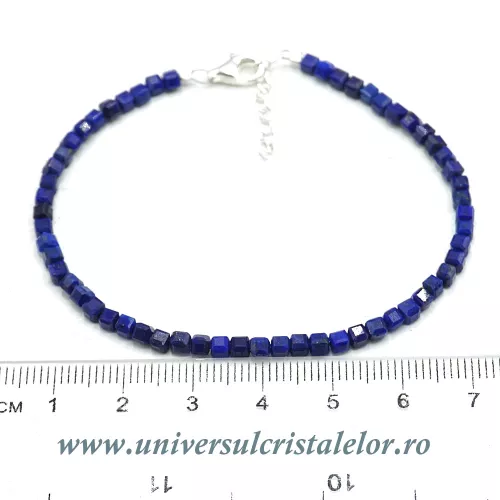 Bratara lapis lazuli cub fatetat - 3mm Bratara lapis lazuli cub fatetat - 3mm