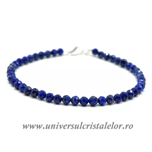 Bratara lapis lazuli rotund fatetat - 3.8 mm