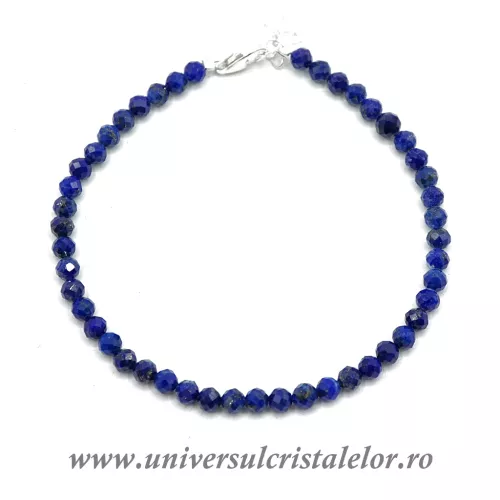 Bratara lapis lazuli rotund fatetat - 3.8 mm
